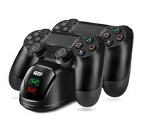 TNP Base di Ricarica per Controller PS4 - Caricatore USB Dualshock PlayStation 4 Joysrick Doppia Base di Supporto per Caricabatterie Accessori Controller di Gioco Wireless PS4 Pro PS4 Slim (Nero)