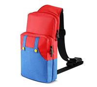 TNP Borsa per il trasporto compatibile con Nintendo Switch Switch OLED Switch Lite borsa a tracolla per accessori Switch Console JoyCon alimentatore e caricatore dock Super Mario rosso e blu