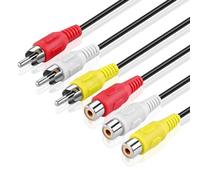 TNP - Cavo audio di prolunga da 3,05 metri con adattatore RCA da maschio a femmina di colore bianco e rosso, per video e audio, con 2 canali stereo (destro e sinistro)