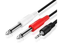 TNP Cavo Audio Premium da 3,5 mm TRS a Doppio 1/4 Pollici TS (1.8 M) - Cavo RCA Mini Jack Radio Filo Connettore Telefonico Maschio 3,5 mm 1/8 "Stereo AUX Ausiliario a 6,35 mm 1/4" Y Casse Spina