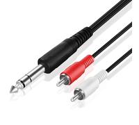 TNP Cavo Audio Premium TRS a Doppio Cavo Audio RCA (6 Piedi/ 1,8 M) - Connettore Maschio 6,35 mm da 1/4" TRS a 2RCA Spina Jack Audio Uscita Entrata Cavetto per Cuffie Auricolari Adattatore Stereo