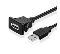 TNP - Cavo con fibbia USB per montaggio a filo, (quadrato)- pannello cruscotto montaggio cruscotto 1 presa con porta USB prolunga elettrica connettore spina jack, impermeabile maschio a femmina (1m)