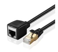 TNP - Cavo di prolunga Ethernet (50,8 cm), Cat6 Cat5e Cat5 RJ45 femmina a maschio, cavo di rete per accoppiatore, connettore di giunzione, connettore di collegamento a spina - nero
