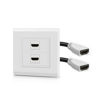 TNP Presa a Muro HDMI - Doppia (2 Porte) Placca a Parete con Supporto 4K UHD ARC Ethernet Presa HDMI Coperchio Cavo Jack Accoppiatore Supporto Flessibile ad Alta Velocità Pannello di Montaggio