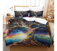 TNSGHAVED 3D Con Stampa Di Life Tree Biancheria Da Letto 3 Pezzi Copripiumino Con Cerniera E Federe Per Ragazzi E Ragazze,coppie,camera Da Letto,decorazione Single(140x200cm)