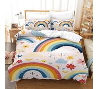 TNSGHAVED 3D Stampa Set Copripiumino Rainbow Set Di Lenzuola 3 Pezzi Con Cerniera,piumone in Microfibra Con Federa Per Ragazzi E Ragazze Single(140x200cm)