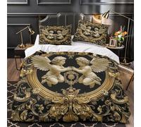 TNSGHAVED Angeli Cherubini Set Di Copripiumino Biancheria da letto 3 Pezzi morbida stampa di 3D con federa cerniera nascosta Design ornato barocco copripiumino for ragazzi e adulti Single（140x200cm）