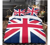 TNSGHAVED Bandiera UnionJack Set Di Copripiumino Set di 3 Pezzi microfibra morbida motivo 3D con cerniera con federe Stile simbolico britannico copripiumino for adulti e adolescenti Single（140x200cm）