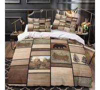 TNSGHAVED Barca di legno Set Di Copripiumino 3 Pezzi morbida microfibra motivo 3D cerniera nascosta con federa Scena di una baita rustica copripiumino for ragazze e adolescenti Single（140x200cm）