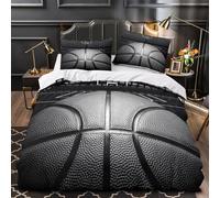 TNSGHAVED Campo da basket Set Di Copripiumino Set di 3 Pezzi microfibra stampa di 3D con cerniera con federe per cuscini arena sportiva copripiumino for adulti e bambini Single（135x200cm）