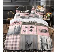 TNSGHAVED Capanna nella foresta copripiumino Set di Biancheria da Letto stampa 3D con federe per cuscini incluso federe Set Di Copripiumino for ragazze e adolescenti Single（135x200cm）