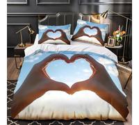 TNSGHAVED Cuore-amore-coppia Set Di Copripiumino 3 Pezzi microfibra stampa 3D con federe con cerniera per cuscini arte in stile scritto a mano copripiumino for bambini e ragazze King（220x240cm）