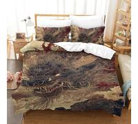 TNSGHAVED Dragon Stampa 3D Copripiumino Alta Qualità Copripiumini Set Da 3 Pezzi Con Federa Set Da Letto Adatto A Ragazzi Adulti Single(140x200cm)