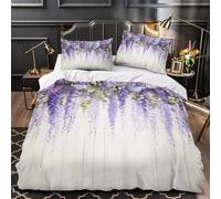 TNSGHAVED Fiore di cardo viola Set Di Copripiumino 3 pezzi ultra microfibra stampa di 3D con federe con federe Giardino botanico copripiumino for adolescenti e ragazzi Double（200x200cm）