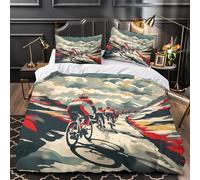 TNSGHAVED Gara ciclistica in montagna Set Di Copripiumino 3 Pezzi ultra stampa 3D con federa per cuscini incluso federe cerniera nascosta copripiumino for adulti e bambini Single（140x200cm）