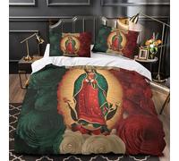 TNSGHAVED Icona religiosa Set Di Copripiumino Biancheria da letto microfibra morbida stampa di 3D con federa con cerniera Cultura messicana copripiumino for ragazzi e bambini Single（135x200cm）