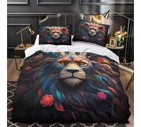 TNSGHAVED LionDesign Set Di Copripiumino Set di 3 Pezzi microfibra stampa di 3D con cerniera con federe per cuscini Fantasia digitale copripiumino for adulti e bambini Double（200x200cm）