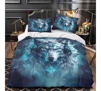 TNSGHAVED Lupo con le cuffie Set Di Copripiumino 3 Pezzi microfibra stampa 3D con federe con cerniera per cuscini Fantasia digitale copripiumino for bambini e ragazze Single（135x200cm）