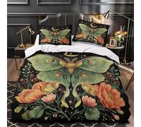 TNSGHAVED MoonlightFlora copripiumino 3 pezzi morbida microfibra motivo 3D con cerniera incluso federe BotanicalFantasyStyle Set Di Copripiumino for adulti e bambini Double（200x200cm）