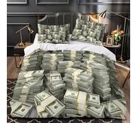 TNSGHAVED Pacchetti di contanti Set Di Copripiumino Set di Biancheria da Letto 3 Pezzi stampa di 3D incluso federe con federa Concetto finanziario copripiumino for ragazzi e adulti Double（200x200cm）