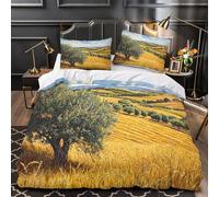 TNSGHAVED Paesaggio toscano Set Di Copripiumino 3 Pezzi microfibra stampa 3D incluso federe con cerniera Pittura di campagna italiana copripiumino for bambini adulti ragazzi Single（135x200cm）