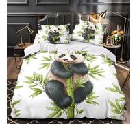 TNSGHAVED Panda Baby Set Di Copripiumino 3 Pezzi microfibra morbida motivo 3D cerniera nascosta con federe illustrazione disegnata a mano copripiumino for bambini adulti ragazzi Single（135x200cm）