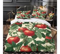 TNSGHAVED Pomodori maturi copripiumino 3 Pezzi microfibra morbida motivo 3D con federa per cuscini incluso federe Giardino botanico Set Di Copripiumino for bambini e adolescenti Single（135x200cm）