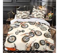 TNSGHAVED Progetti di motociclette copripiumino Set di 3 Pezzi microfibra morbida stampa 3D cerniera nascosta incluso federe moto da cross Set Di Copripiumino for adulti e ragazze Single（140x200cm）
