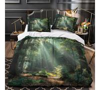 TNSGHAVED Raggi di luce solare nella foresta copripiumino Set di 3 Pezzi stampa di 3D con federa cerniera nascosta per cuscini Set Di Copripiumino for bambini e adolescenti Single（135x200cm）