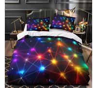 TNSGHAVED Rete Neon copripiumino 3 Pezzi ultra microfibra motivo 3D con federe incluso federe con cerniera astratto digitale Set Di Copripiumino for ragazze e bambini Single（135x200cm）