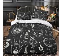 TNSGHAVED Sagoma di strega Set Di Copripiumino 3 Pezzi ultra microfibra motivo 3D con cerniera con federe per cuscini Fantasia occulta copripiumino for ragazzi e adulti Double（200x200cm）