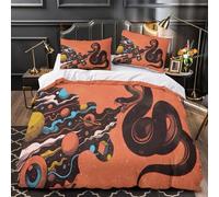 TNSGHAVED Serpente Cosmico copripiumino 3 Pezzi microfibra morbida stampa 3D con cerniera con federe per cuscini Fantasia psichedelica Set Di Copripiumino for adulti e bambini Single（140x200cm）