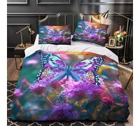 TNSGHAVED Stampa a farfalla Set Di Copripiumino Set di 3 Pezzi stampa di 3D con federe per cuscini cerniera nascosta Design delle ali colorate copripiumino for bambini e adolescenti Double（200x200cm）