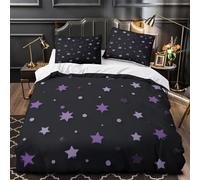 TNSGHAVED Stelle viola Set Di Copripiumino 3 pezzi ultra microfibra stampa 3D con federa con federa Decorazione del cielo notturno copripiumino for ragazzi e bambini Single（140x200cm）