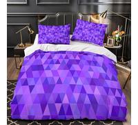 TNSGHAVED Triangoli viola Set Di Copripiumino Set di 3 Pezzi stampa di 3D con federe per cuscini cerniera nascosta Motivo geometrico astratto copripiumino for bambini e adolescenti Single（135x200cm）