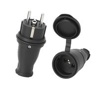 TNSLAND 1-Pack Schuko Plug and Schuko Coupling, Presa Femmina, Presa Maschio Safety Plug Set with Kink Protection Can be Used for 0.5-3 cm² Cables, IP44, 250 V, 16 A