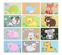 TNSLAND 12 pezzi mosaico fai da te adesivi animali della terrestri per bambini, artigianato creativo, adesivi 3D fatti a mano, adesivi in schiuma dei cartoni animati (A)
