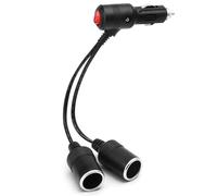 TNSLAND 1a 2 Prolunga Accendisigari, Doppia Presa Accendisigari con Interruttore, Cavo di Prolunga con Fusibile, Adattatore Accendisigari Auto Accendisigari 2-Way Splitter 12V/24V per Auto Barca Moto