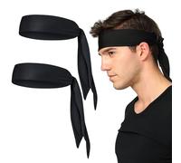 TNSLAND 2 pezzi fasce per uomo donna, fascia per capelli uomo, fascia per sudore fronte, fascia per capelli sport, fascia tergisudore sport, bandana nera per corsa tennis fitness antitraspirante