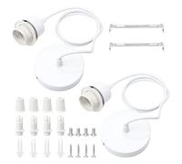 TNSLAND 2 Pezzi Portalampada E27 Bianco, Cavo Lampada da 100 Cm, Compatibile Rosone Lampadario Soffitto, Porta Lampada da Soffitto, Porta Lampada E27 per Cucina, Soggiorno, Sala da Pranzo