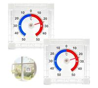 TNSLAND 2 Pezzi Termometro da Finestra Autoadesivo - Termometro Interno Ambiente Esterno Analogico, Termometri per Frigo da -50 a 50 °C Congelatore, Stazione Meteo per Casa e Giardino