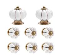 TNSLAND 8PCS Pomelli in Ceramica a Forma di Zucca Bianchi, Maniglie Vintage Shabby Chic per Cassetti, Armadi, Comodini e Cucina, Pomelli Mobili Decorativi Retrò con Viti Incluse, Set Elegante Fai
