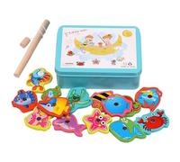 TNSLAND Gioco di pesca magnetico in legno, giocattolo educativo Montessori per bambini dai 2 anni in su, sviluppo