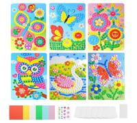 TNSLAND Kit Mosaico DIY per Bambini - 6 Pezzi Adesivi per Regalo Bambina 5 Anni - Giochi Creativi e Mosaici