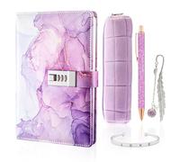 TNSLAND Set di Cancelleria Viola Diario con Lucchetto con Biro Segnalibro Braccialetto Astuccio per Matite, Regali per Ragazze di 7 8 9 10 11 12 13 14 Anni