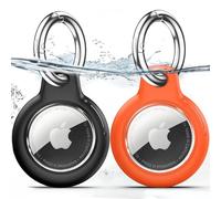 TNSNK Custodia impermeabile per Apple Airtag Holder con Lock, portachiavi con portachiavi con portachiavi per Luggage/Bicycles/Pets (nero + arancione)