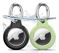 TNSNK Custodia impermeabile per Apple Airtag Holder con Lock, portachiavi con portachiavi con portachiavi per Luggage/Bicycles/Pets (nero + verde Matcha)