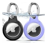 TNSNK Custodia impermeabile per Apple Airtag Holder con Lock, portachiavi con portachiavi con portachiavi per Luggage/Bicycles/Pets (nero + viola)