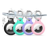 TNSNK Custodia impermeabile per Apple Airtag Holder con Lock, portachiavi con portachiavi con portachiavi per Luggage/Bicycles/Pets (nero, verde menta + viola + rosa)