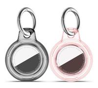 TNSNK Custodia impermeabile per Apple Airtag Holder con Lock, portachiavi con portachiavi con portachiavi per sluggage/biciclette/pets (trasparente nero + rosa)